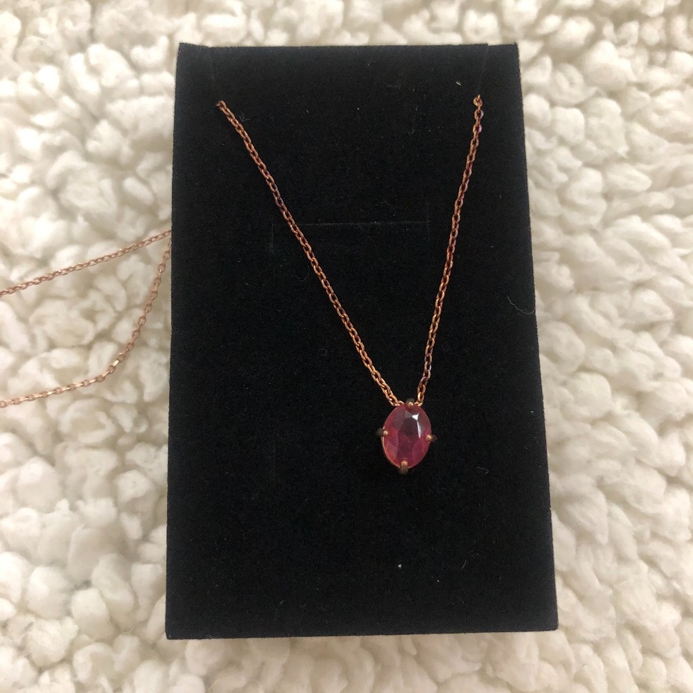Faux Ruby Rose Gold Pendant 18"